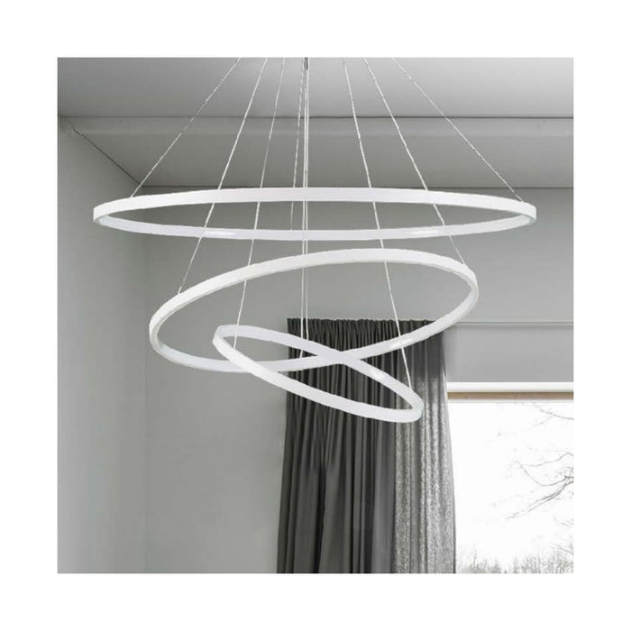 Lampadario moderno padana lampadari rings 1081 sp3 90w led alluminio sospensione