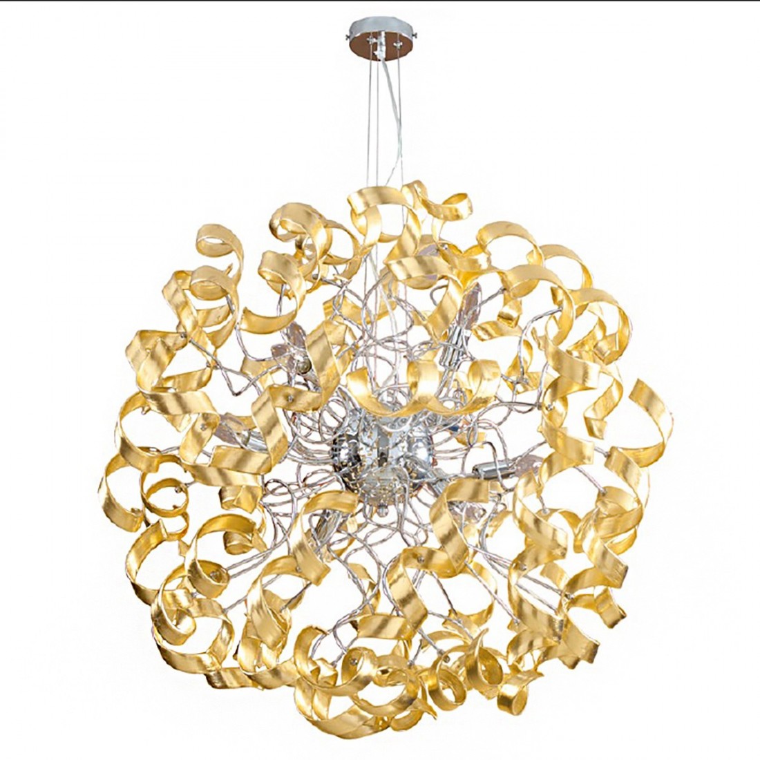 Lampadario moderno padana lampadari trudy special 273 sg e14 led vetro sospensione, colore foglia oro