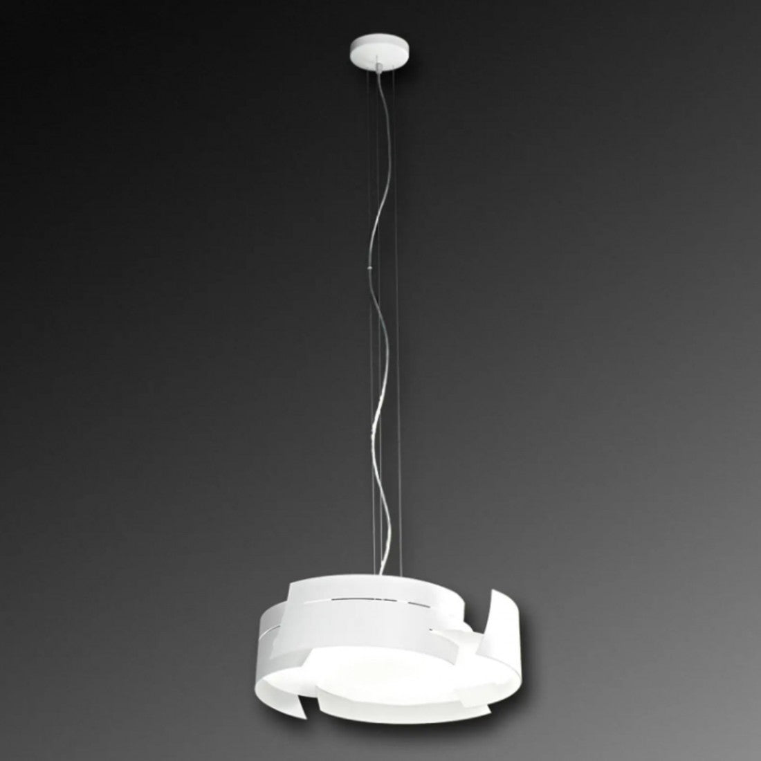 Lampadario moderno selene illuminazione vultur 1021e 1024e e27 led acciaio sospensione, finitura metallo bianco,