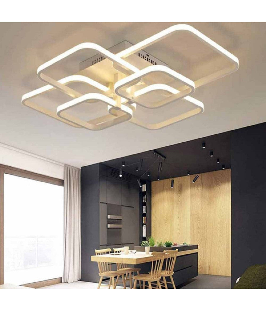 Lampadario Plafoniera Con Quadrati Lampada Da Soffitto Led Design Moderno C26-b         