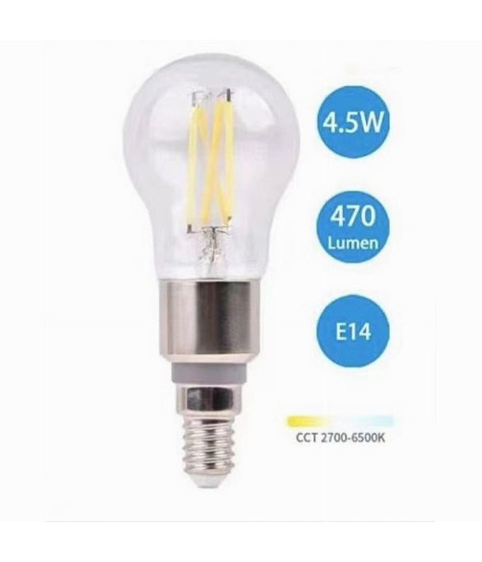 Lampadina A Filamento Wi-fi G45 4.5w E14 Luce A Led Cct Dimmerabile Alexa Google         