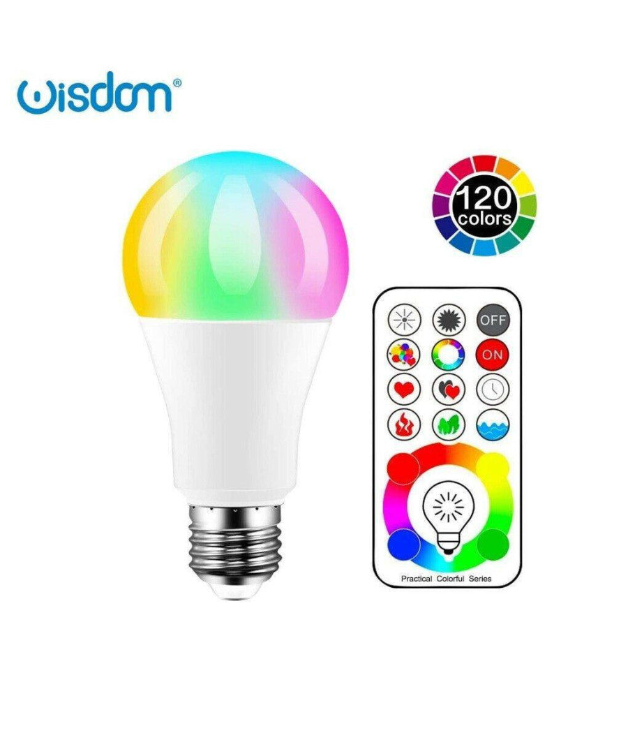 Lampadina A Led Da 10 Watt Lampada E27 Rgb Rgbw Con Telecomando Dimmerabile A+         