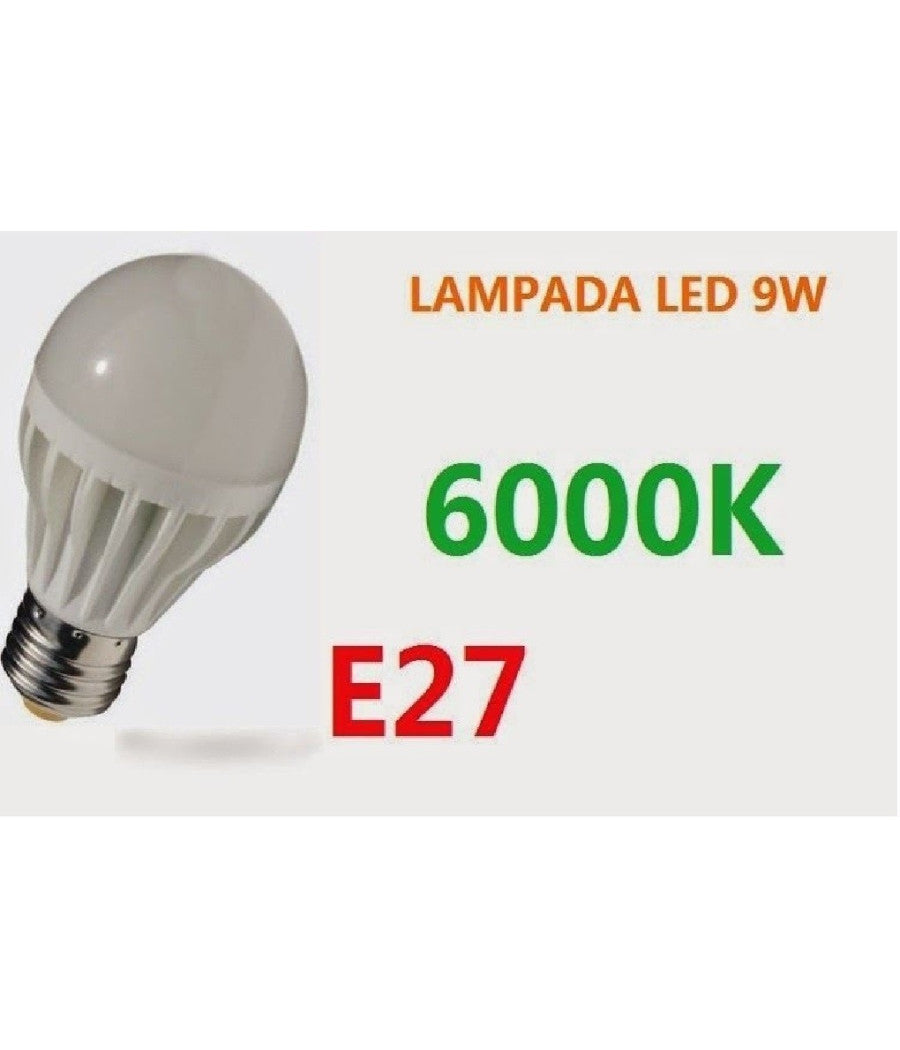 Lampadina A Led Globetto Sfera Con Attacco Grande E27 Da 9w Luce Bianco Freddo         