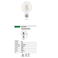 Lampadina gea led gla256n 12w e27 led 1540lm 12.5cm 4000°k vetro sfera globo trasparente