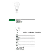 Lampadina gea led gla260b e27 led 360° goccia vetro bianco 8w 950lm 3000°k