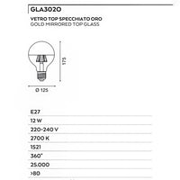 Lampadina gea led gla302o e27 led 12w 1521lm vetro cupola oro globo luce calda interno