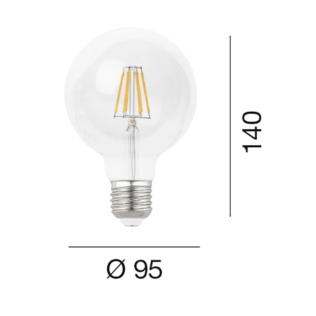 Lampadina gea led gla380 e27 led 2300lm vetro trasparente sfera globo, tonalità luce 2700°k (luce calda)