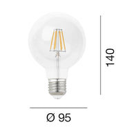 Lampadina gea led gla380 e27 led 2300lm vetro trasparente sfera globo, tonalità luce 2700°k (luce calda)