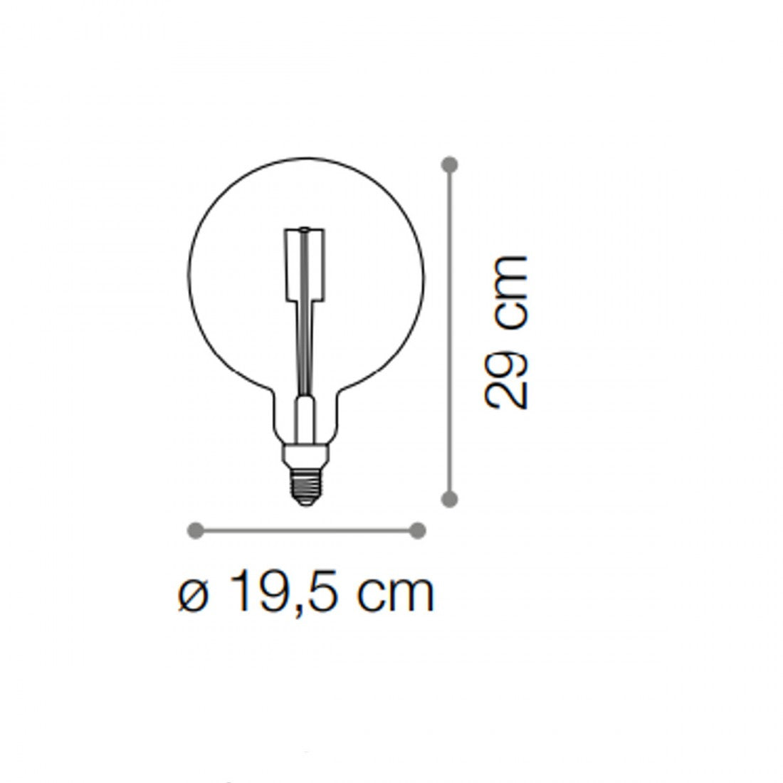 Lampadina id-vintage xl e27 globo 4w led 320lm 2200°k 19.5cm vetro ambra luce caldissima interno