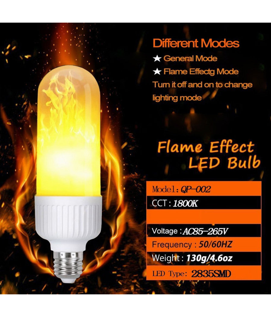 Lampadina Lampada A Led Bulb Effetto Fiamma Fuoco Movimento Attacco E27 5w Watt         