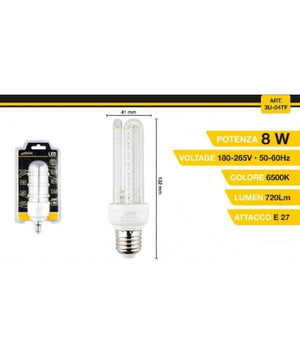 Lampadina Led 3u E27 8w Luce Fredda 6500k Naturale 4000k Calda 3000k 48d 3u04t         