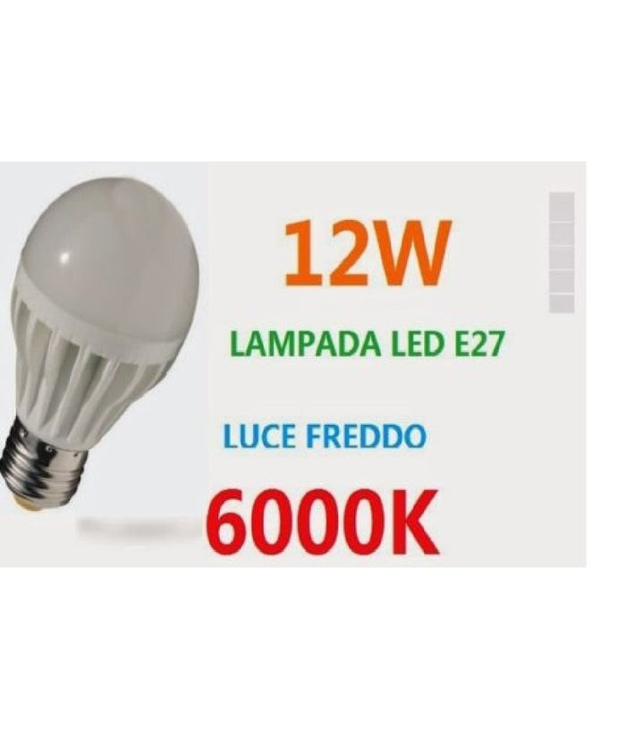 Lampadina Led, A Sfera, Luce Freddo, E27 12w 980lm 6000k (85-265v)         