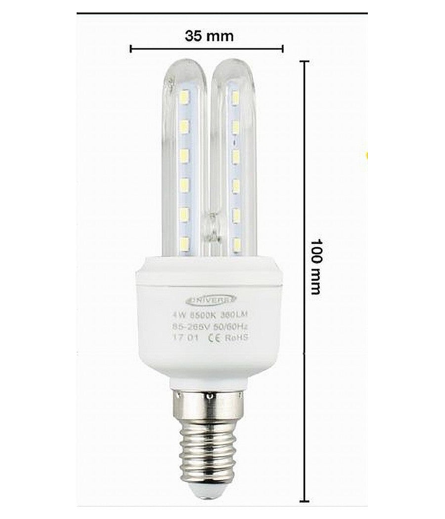 Lampadina Led Attacco E14 2u 4 W Luce Fredda Calda Naturale Illuminazione 2u-01  -bianco Caldo      -