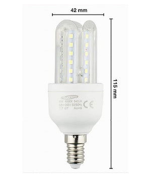 Lampadina Led E14 3u 6 Watt Luce Calda 3000k Fredda 6500k Naturale 4000k 3u-02  -bianco Caldo      -