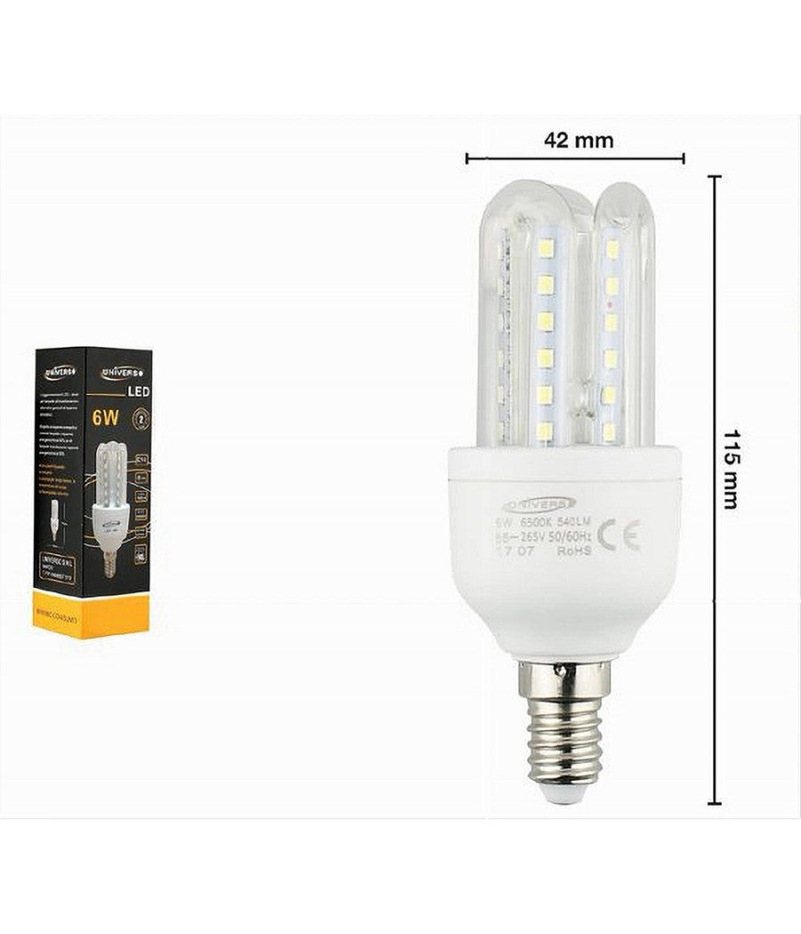 Lampadina Led E14 3u 6 Watt Luce Calda 3000k Fredda 6500k Naturale 4000k 3u-02         