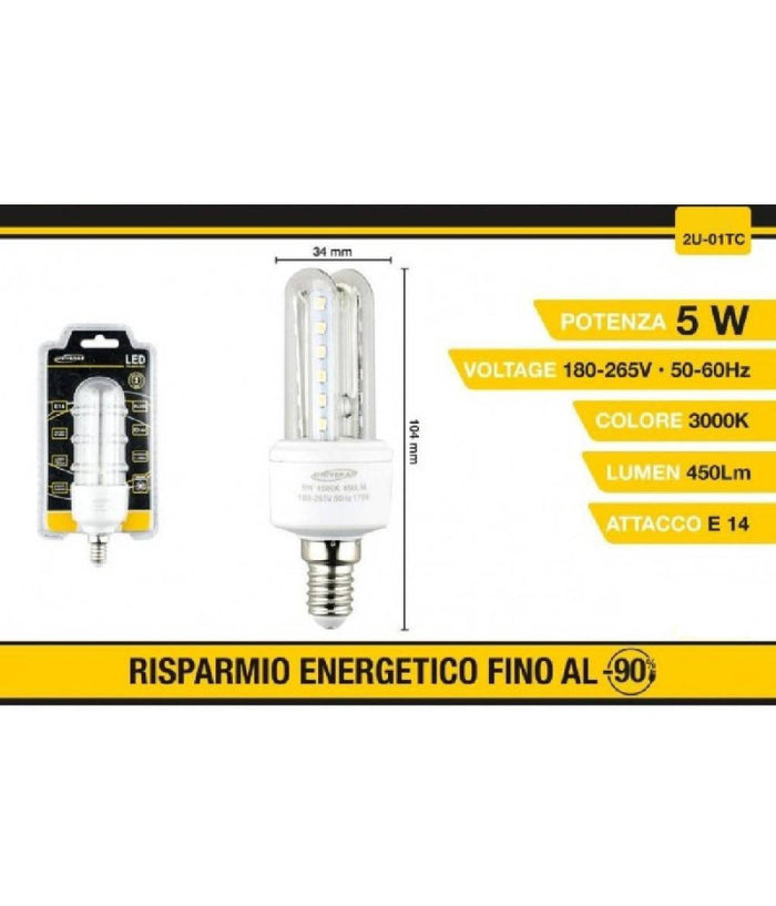 Lampadina Led E14 5w Bianco Caldo 3000k Freddo 6500k Naturale 4000k 24d 2u-01t  -bianco Caldo      -