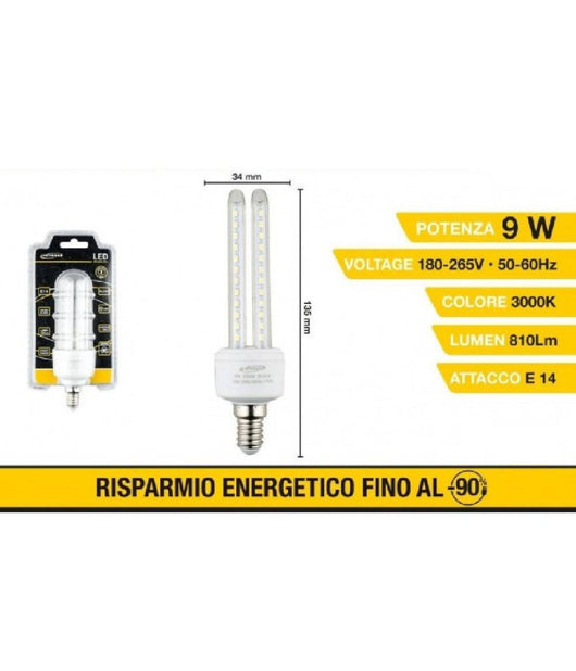 Lampadina Led E14 9w Bianco Caldo 3000k Freddo 6500k Naturale 4000k 48d 2u03t         