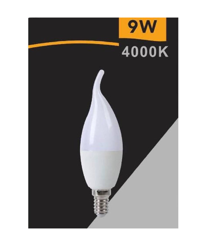 Lampadina Led E14 9watt Candela Fiamma Smd C37 Luce Naturale Calda Fredda C37-9w  -bianco Naturale      -