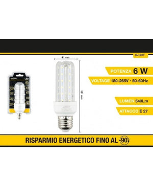 Lampadina Led E27 3u 6 W Luce Fredda 6500k Naturale 4000k Calda 3000k 36d 3u02t         