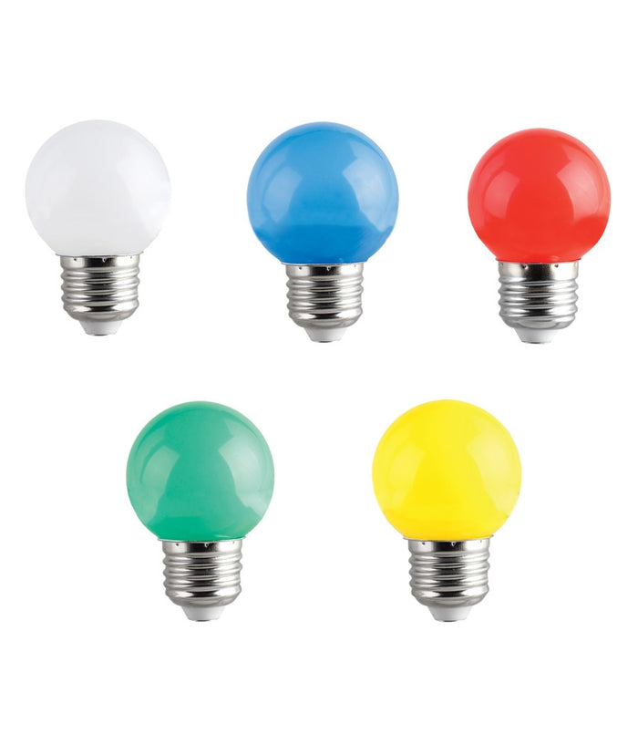 Lampadina Led E27 Mini Globo 220v Colore Verde Blu Viola Bianco Caldo Freddo 2w  -blu      -