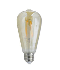 Lampadina Led Filamento 8w St64 E27 Luce Calda 2600k 880lmn Vetro Ambrato T64-oc         