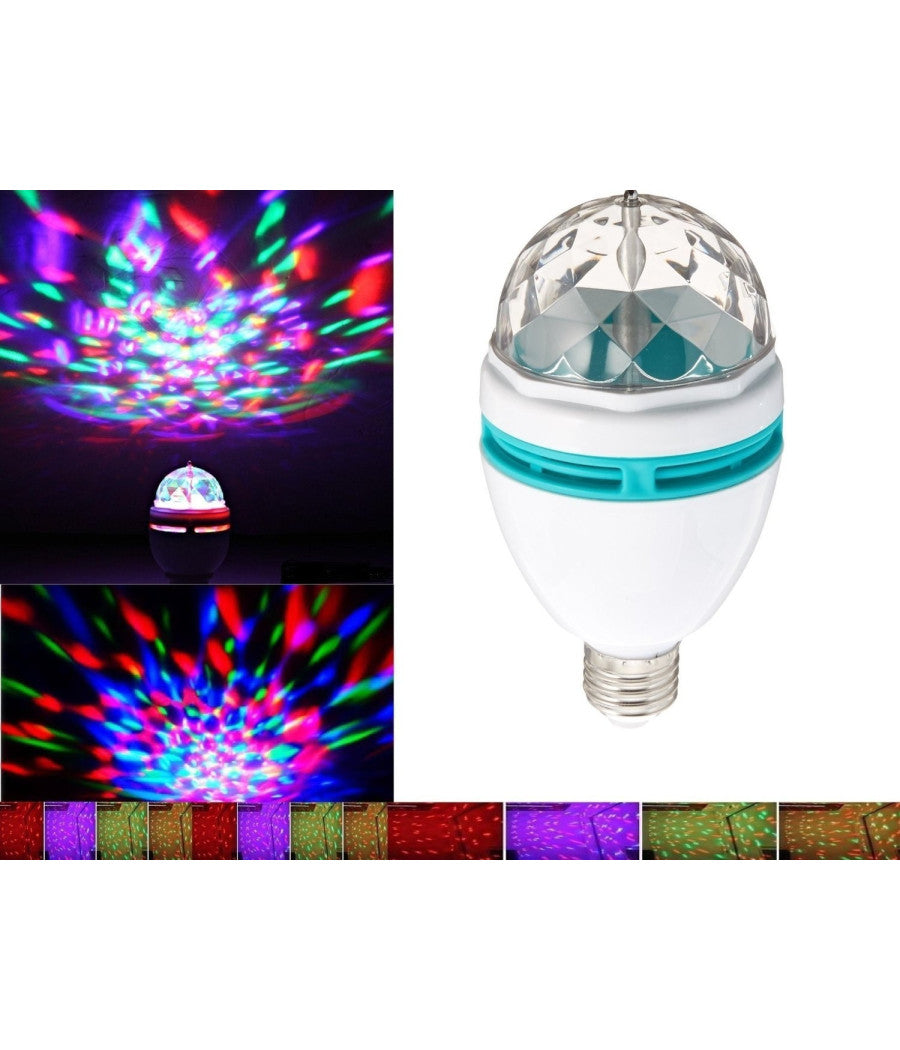 Lampadina Led Rgb Multicolor Attacco E27 Luce Led Colora Rotante 3watt 3w         