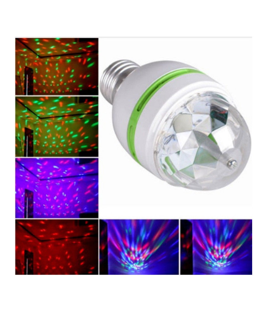 Lampadina Led Rgb Multicolor Attacco E27 Luce Led Colora Rotante 3watt 3w         