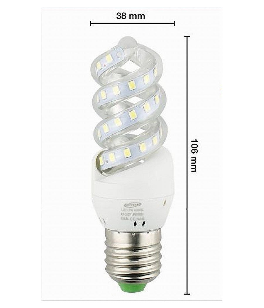 Lampadina Led Spirale Attacco E27 7watt Luce 6500k 3000k 4000k Illuminazione S02         