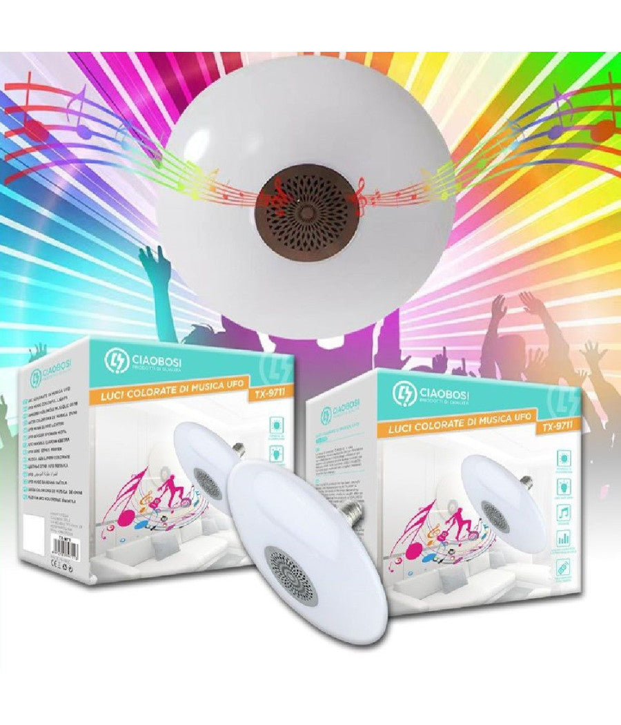 Lampadina Musicale Luci Colorate Lampada Di Musica E27 Ufo Bluetooth 5.0 Tx-9711         