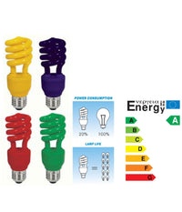 Lampadina Risparmio Energetico Colorata 13w Blu Rossa Gialla Verde Antizanzare         