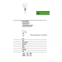 Lampadine confezione 10 pz vetro bianco gea led gla290 b 6w led e14 360° 3000°k goccia