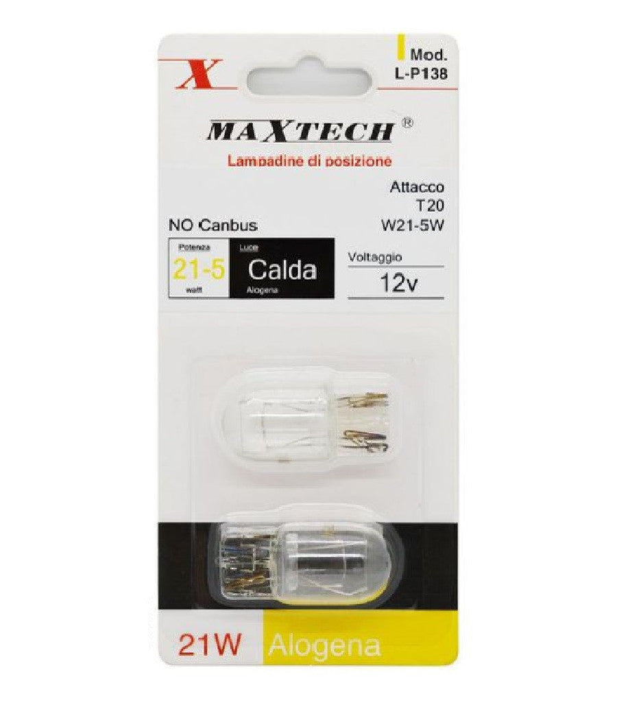 Lampadine Di Posizione Auto T20 / W21-5w 12v Luce Calda Alogena No Canbus L-p138         