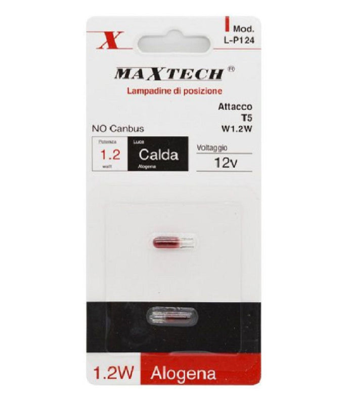 Lampadine Di Posizione T5 L-p124 12v 1.2w Per Auto Luce Calda Alogena No Canbus         