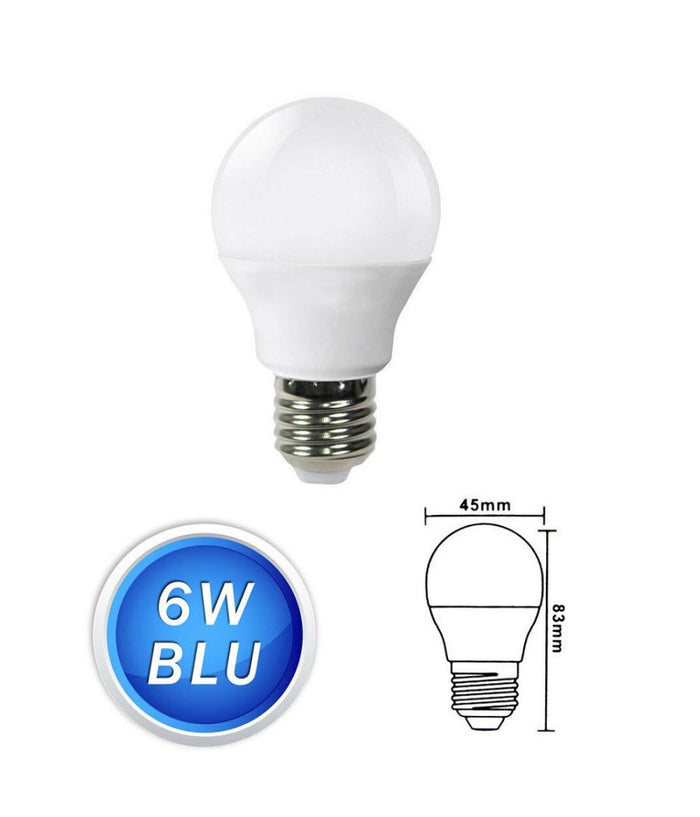 Lampadine Led Sfera 6 W E27 Luce Colorata Verde Blu Rossa Lampada Globo G45  -blu      -