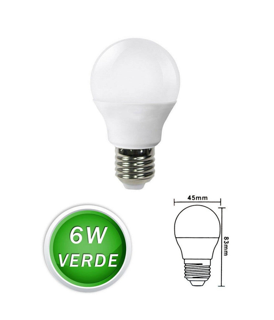 Lampadine Led Sfera 6 W E27 Luce Colorata Verde Blu Rossa Lampada Globo G45         