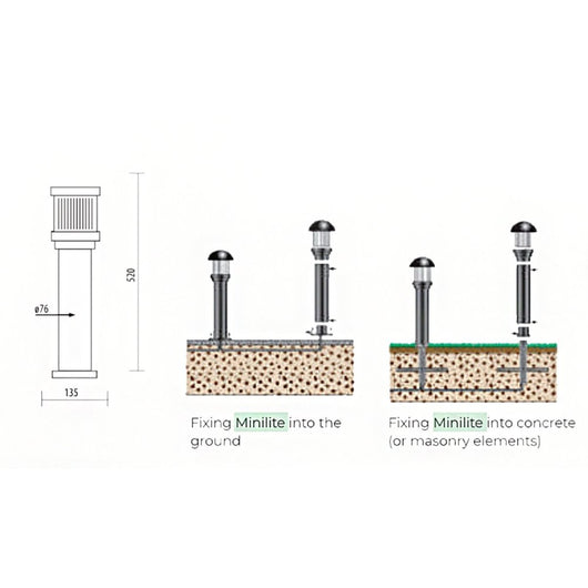 Lampioncino lampadari bartalini minilite ml 06 510 ip44 e27 led duralighting lampada terra esterno