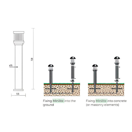 Lampioncino lampadari bartalini minilite ml 06 710 ip44 e27 led duralighting lampada terra esterno