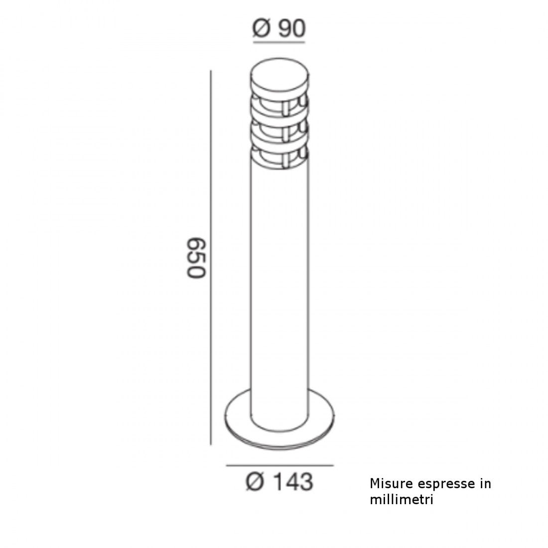 Lampioncino moderno gea led zeis ges012 e27 led alluminio palo