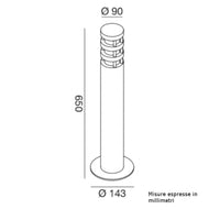 Lampioncino moderno gea led zeis ges012 e27 led alluminio palo