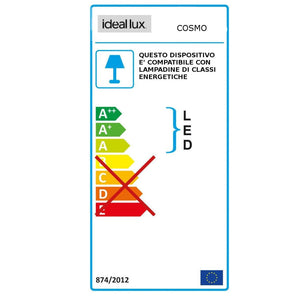 Lampioncino moderno ideal lux cosmo pt1 big 187884 187891 187877 gx53 led ip44 resina lampada terra, finitura metallo