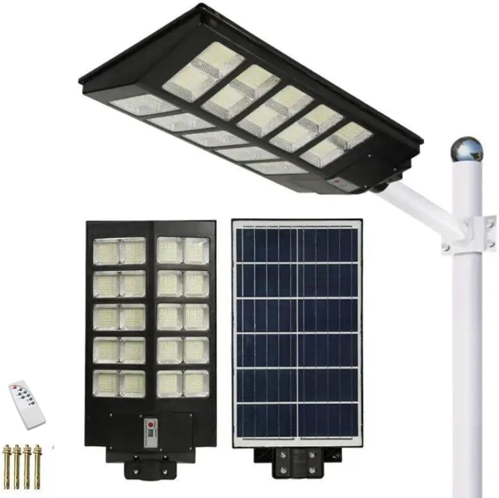 Lampione LED Esterno con Pannello Solare 1000W, 6500K Bianco Freddo