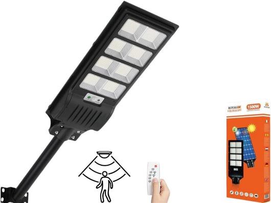 Lampione LED Esterno con Pannello Solare 1500W, 6500K Bianco Freddo