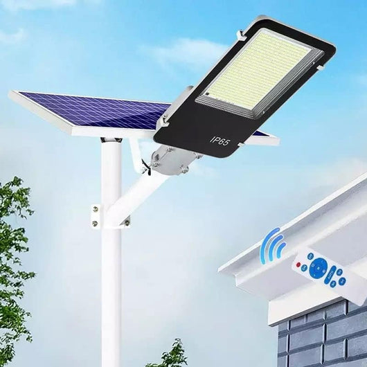 Lampione Solare esterno 400W con Pannello fotovoltaico, LED 6500K Bianco Freddo