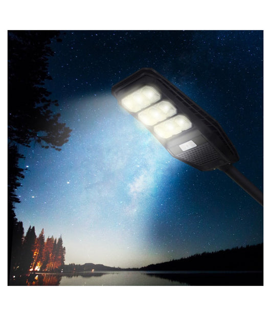 Lampione Stradale Luce Energia Solare Led 100watt Sensore Pir Staffa Telecomando         