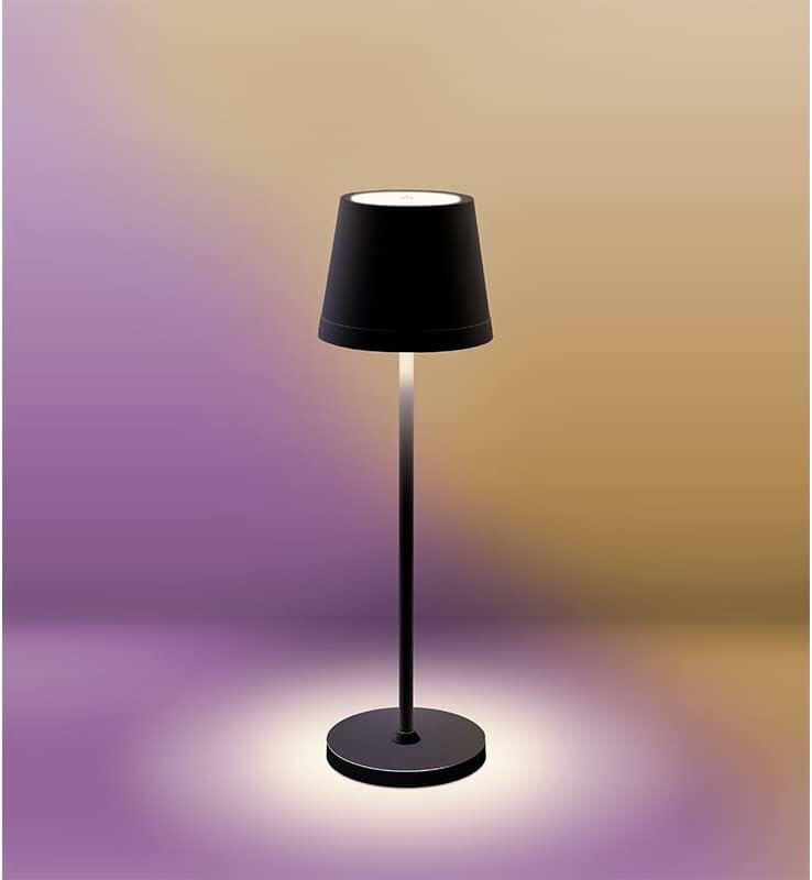 Lampada Da Tavolo A Led NERO Con Batteria Ricaricabile Touch Dimmerabile 3 Colori Bar Negozio Casa Ufficio in Alluminio