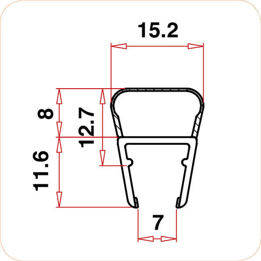 Profilo di guarnizione per box doccia P6  vetro 8/10