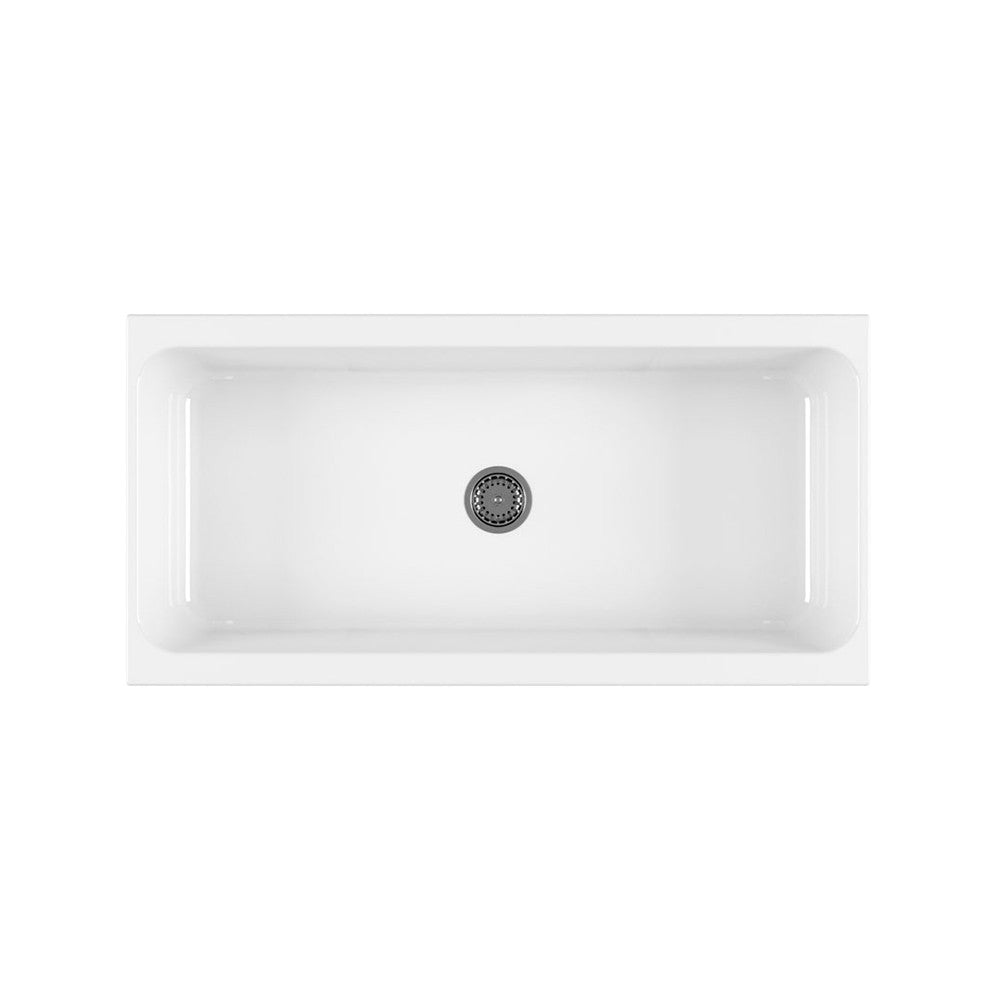 Lavabo a canale 120x45 cm in ceramica bianco lucido