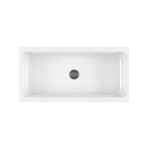 Lavabo a canale 120x45 cm in ceramica bianco lucido