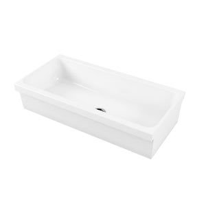 Lavabo a canale 120x45 cm in ceramica bianco lucido