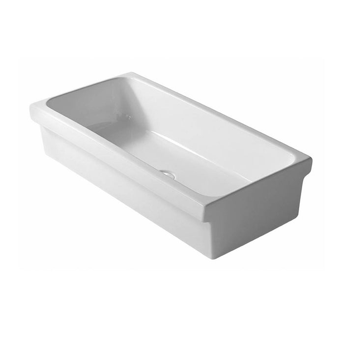 Lavabo a canale 120x45 cm in ceramica bianco lucido